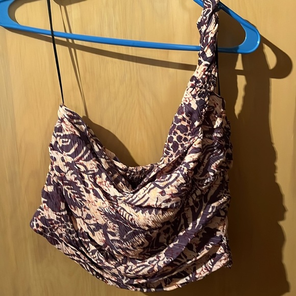 Zara One Shoulder Crop Top Size Large - Picture 3 of 5